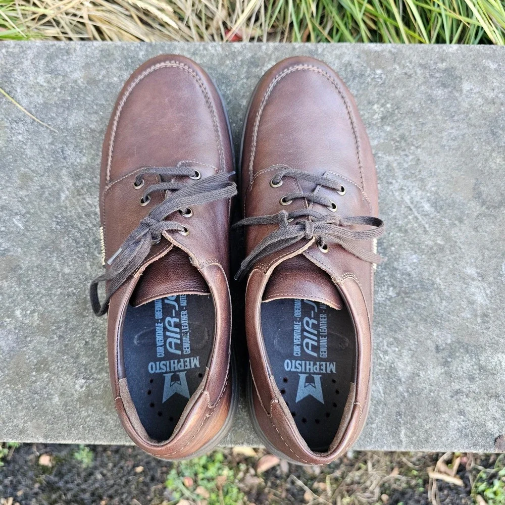 Mephisto Douk Brown Leather Loafer Casual Orthopedic Lace Up‎ Shoes Men US 11B